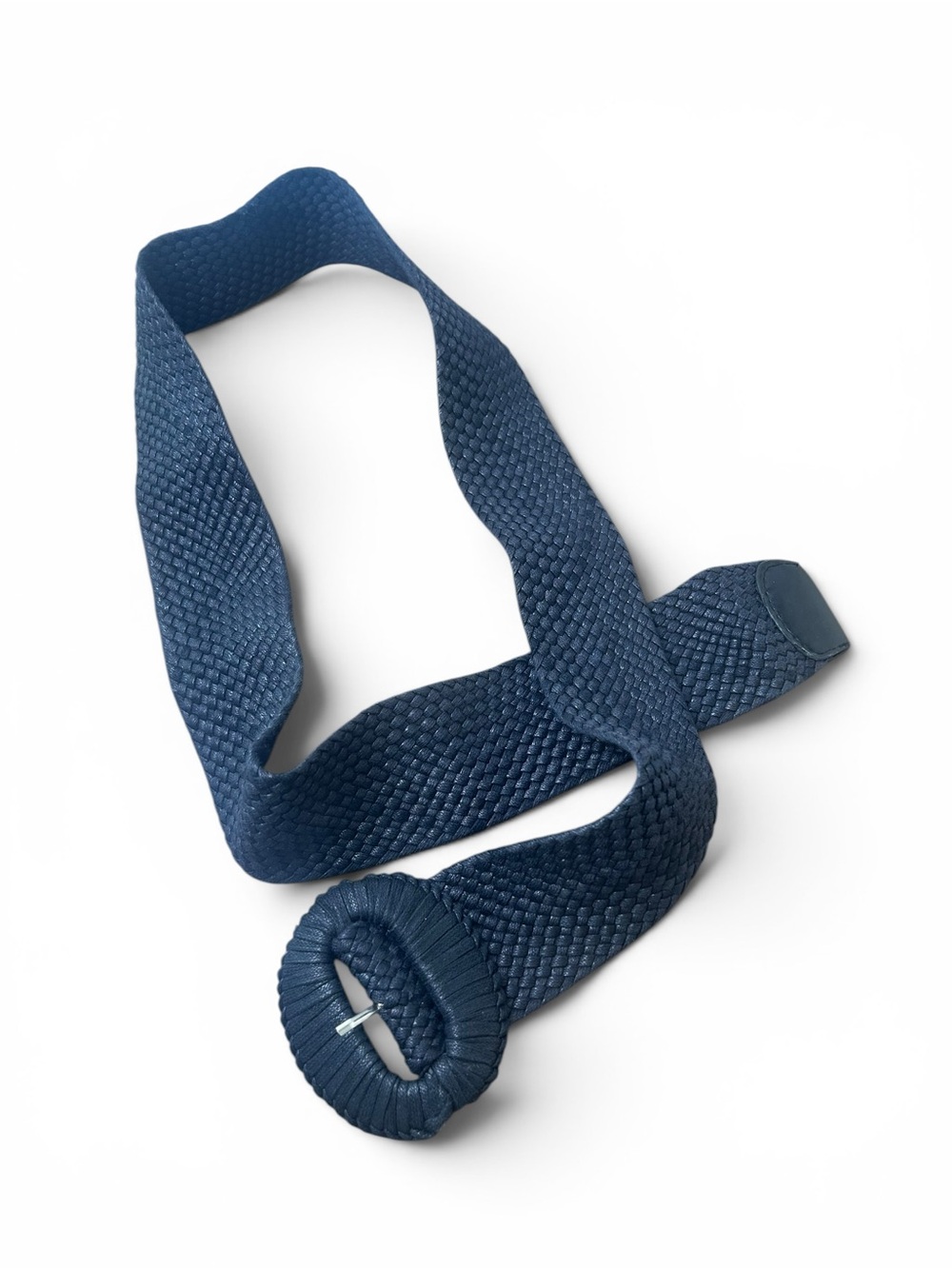 Black Woven Stretch Belt with Round Buckle